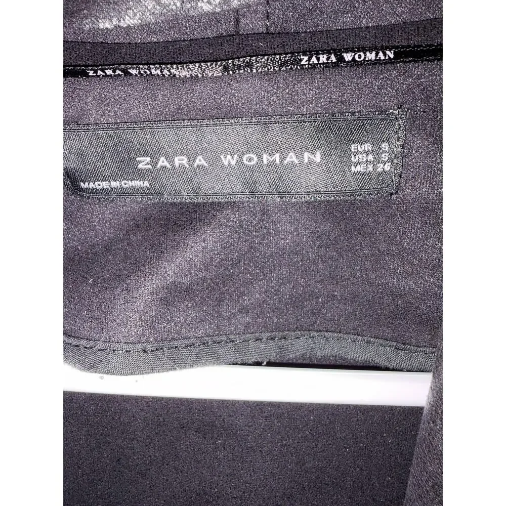 ZARA Woman Metallic Faux Leather Drape Neck Moto Top Jacket Size S - Picture 4 of 6